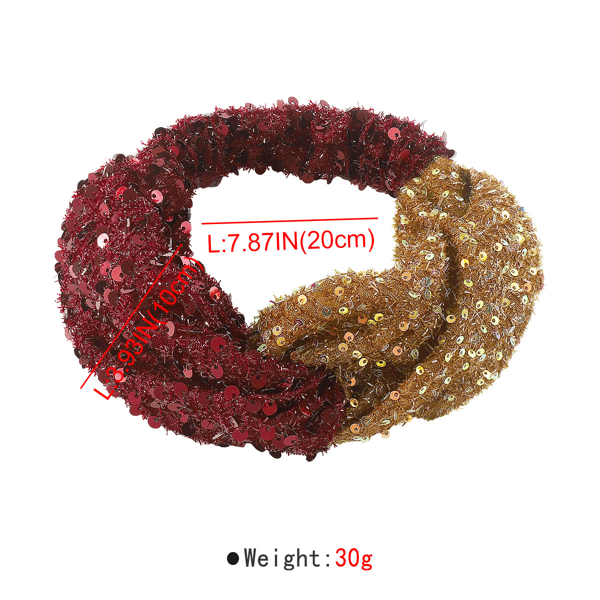 F6235 Dou Color Mesh Sequin Cross Headband