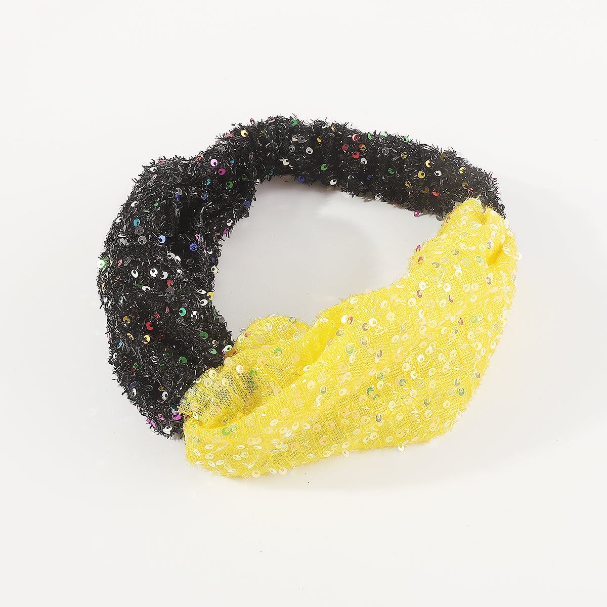 F6235 Dou Color Mesh Sequin Cross Headband