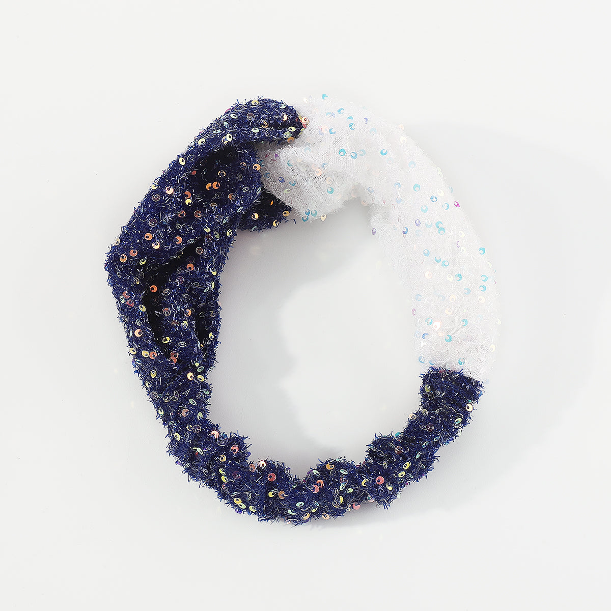 F6235 Dou Color Mesh Sequin Cross Headband