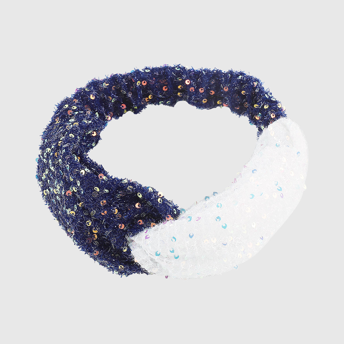 F6235 Dou Color Mesh Sequin Cross Headband