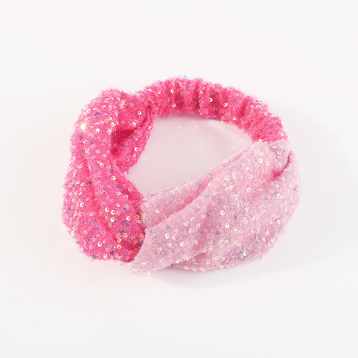 F6235 Dou Color Mesh Sequin Cross Headband