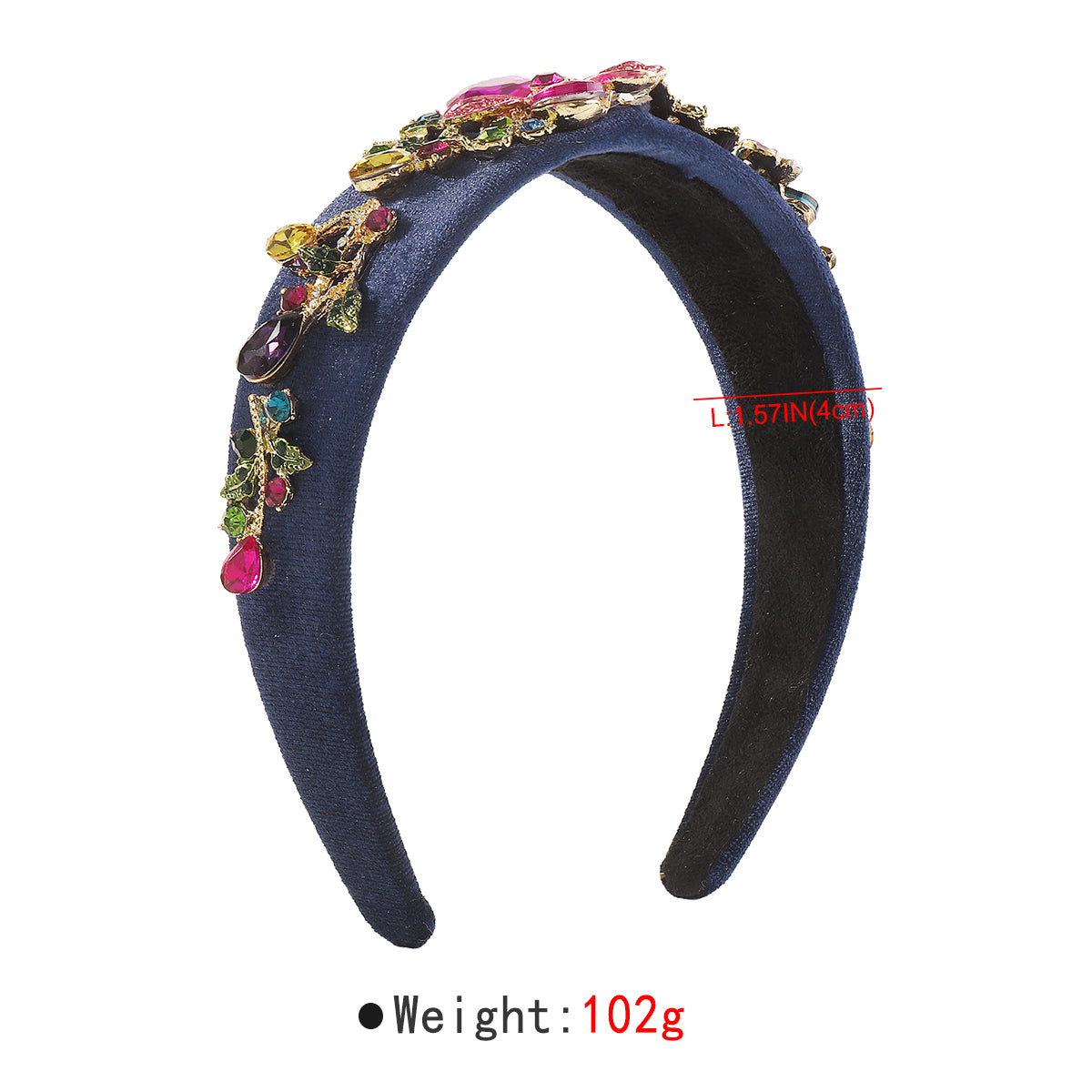 F6258 Luxury Large Crystal Flower Velvet Headband
