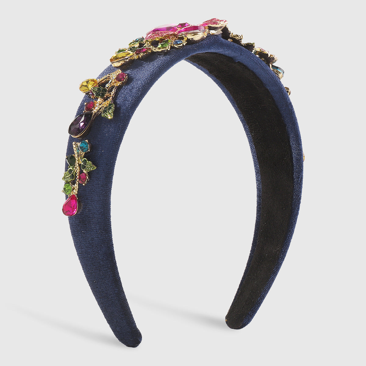 F6258 Luxury Large Crystal Flower Velvet Headband