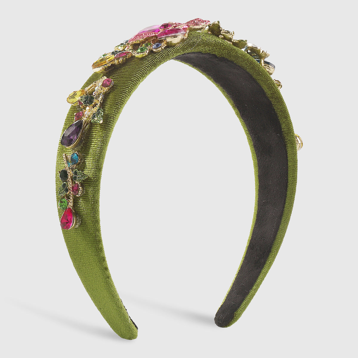 F6258 Luxury Large Crystal Flower Velvet Headband