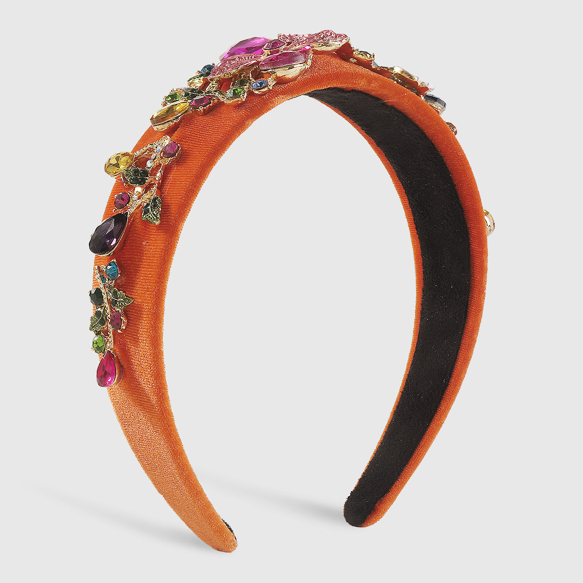 F6258 Luxury Large Crystal Flower Velvet Headband