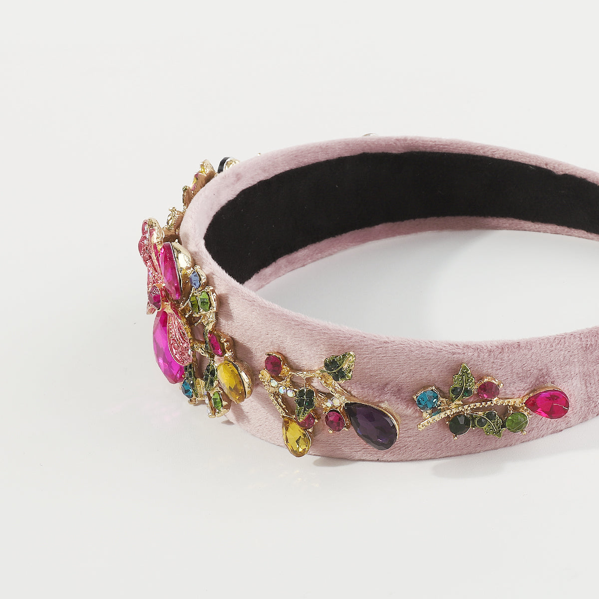 F6258 Luxury Large Crystal Flower Velvet Headband