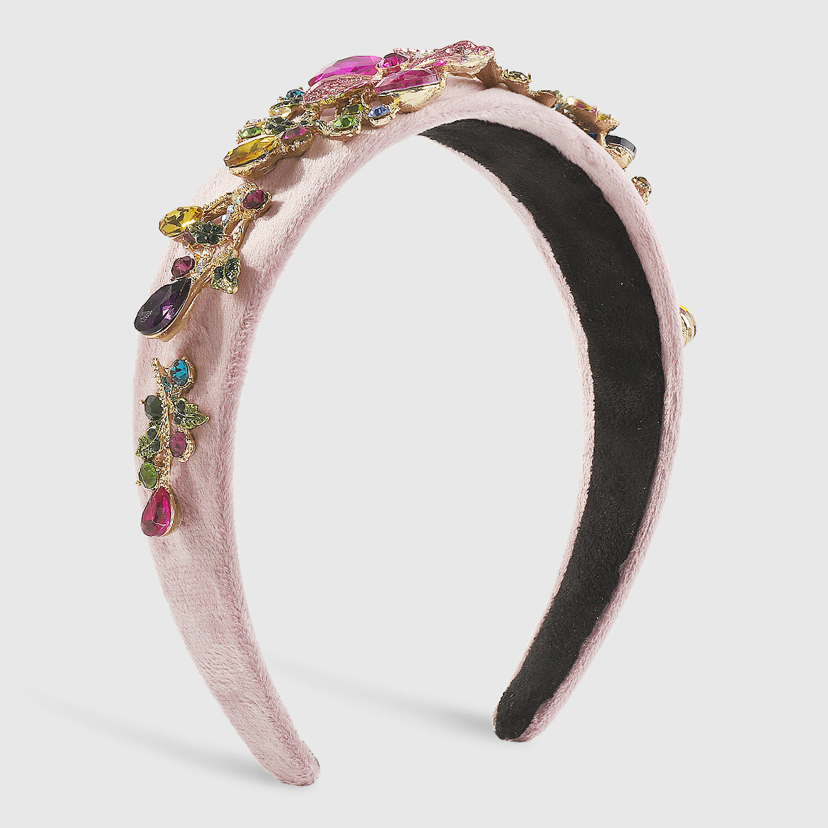 F6258 Luxury Large Crystal Flower Velvet Headband