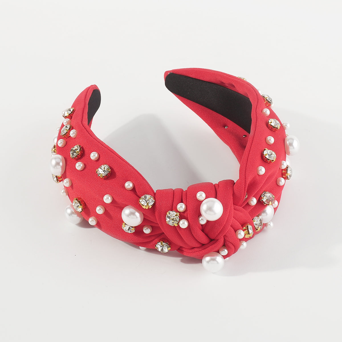F4840 Luxury Rhinestone Pearl TopKnot Baroque Headband