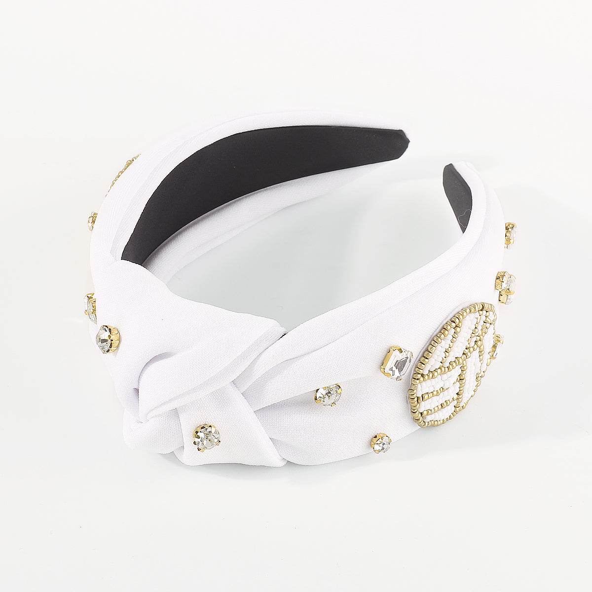 F6343 Beaded Game Day Rhinestone Knot Headband
