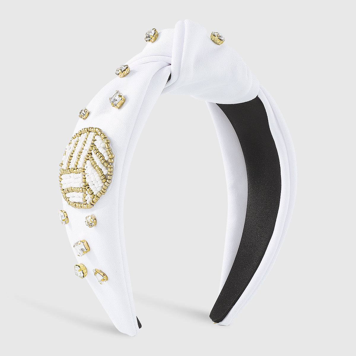 F6343 Beaded Game Day Rhinestone Knot Headband