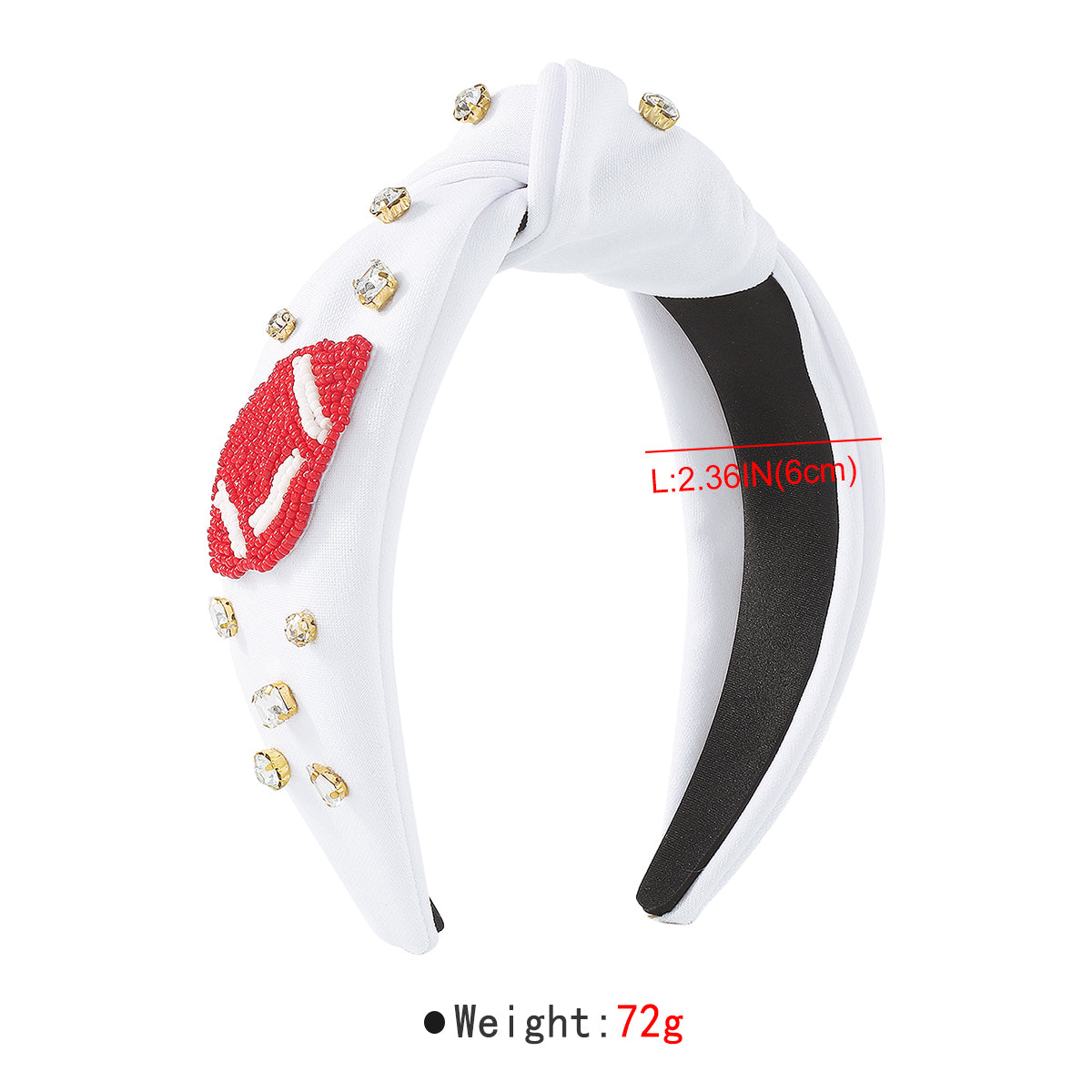 F6343 Beaded Game Day Rhinestone Knot Headband