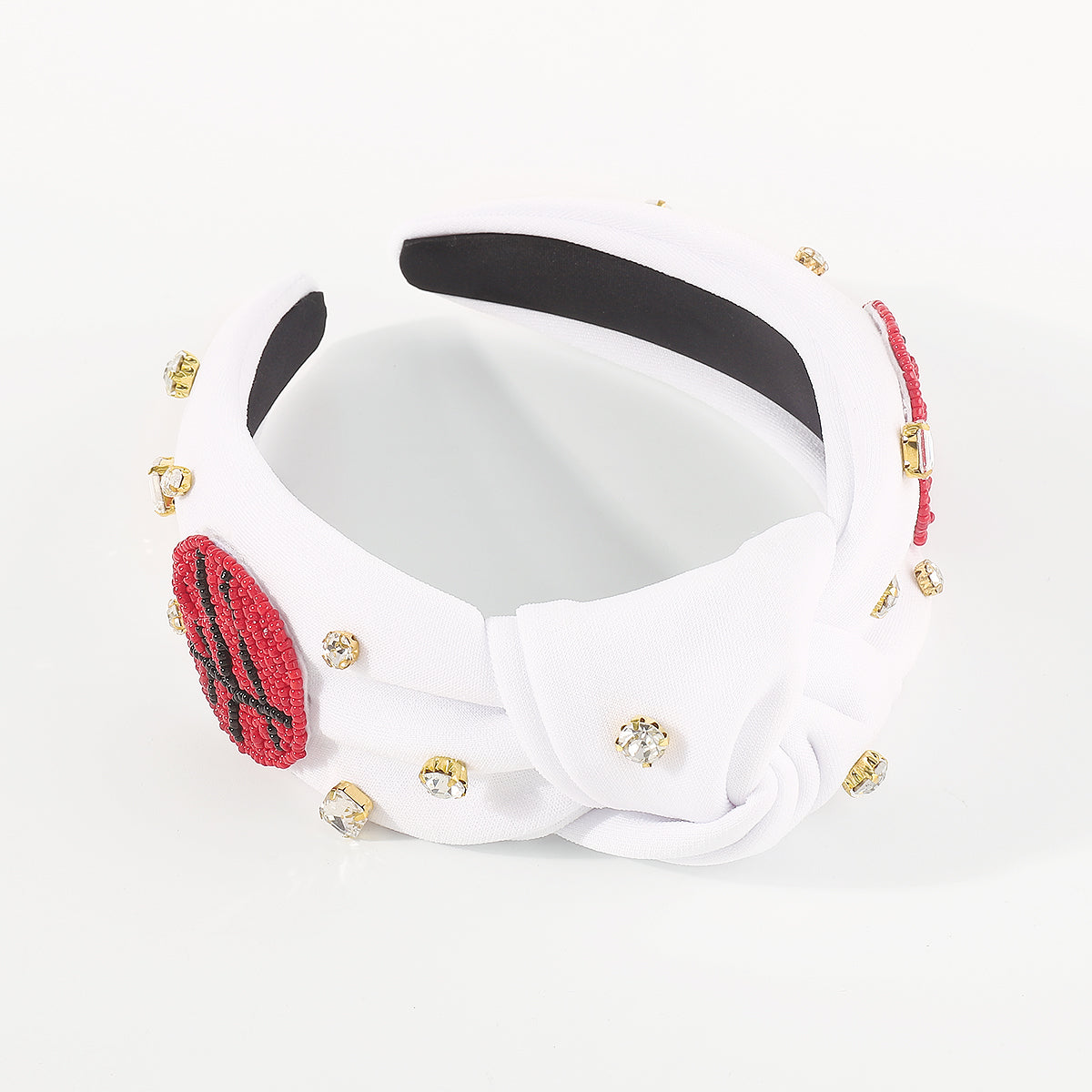 F6343 Beaded Game Day Rhinestone Knot Headband