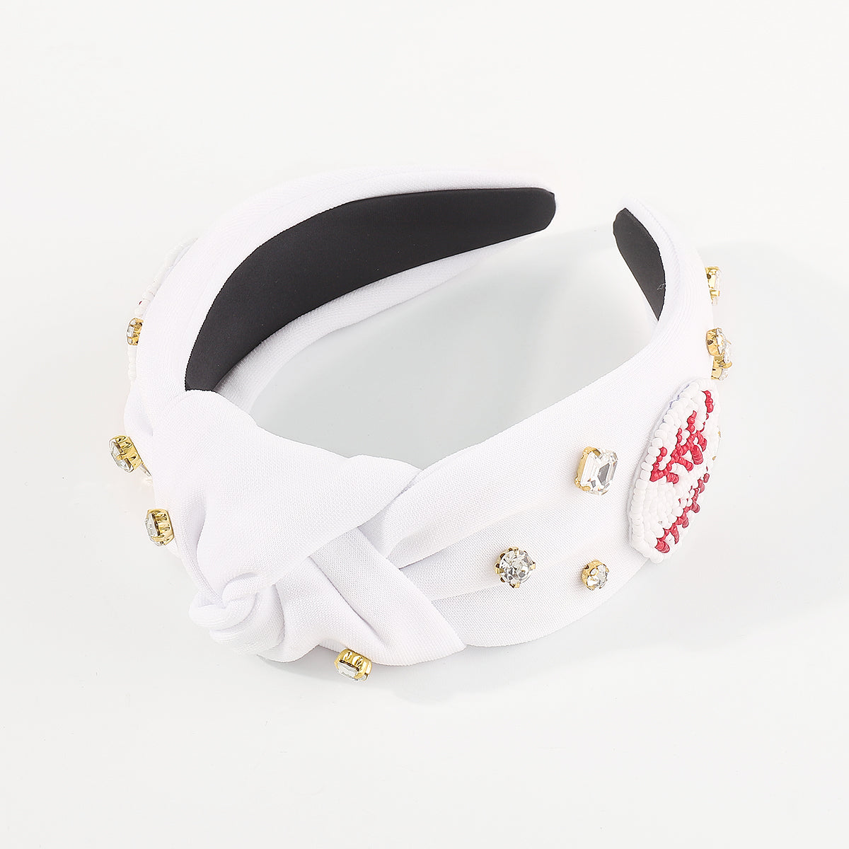 F6343 Beaded Game Day Rhinestone Knot Headband