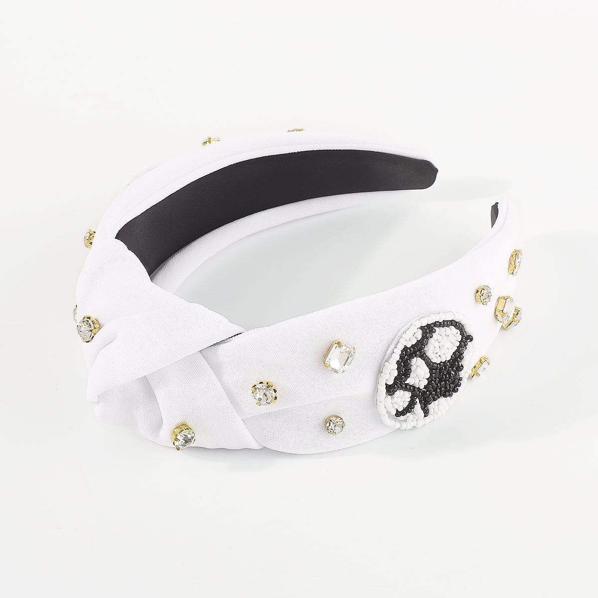 F6343 Beaded Game Day Rhinestone Knot Headband