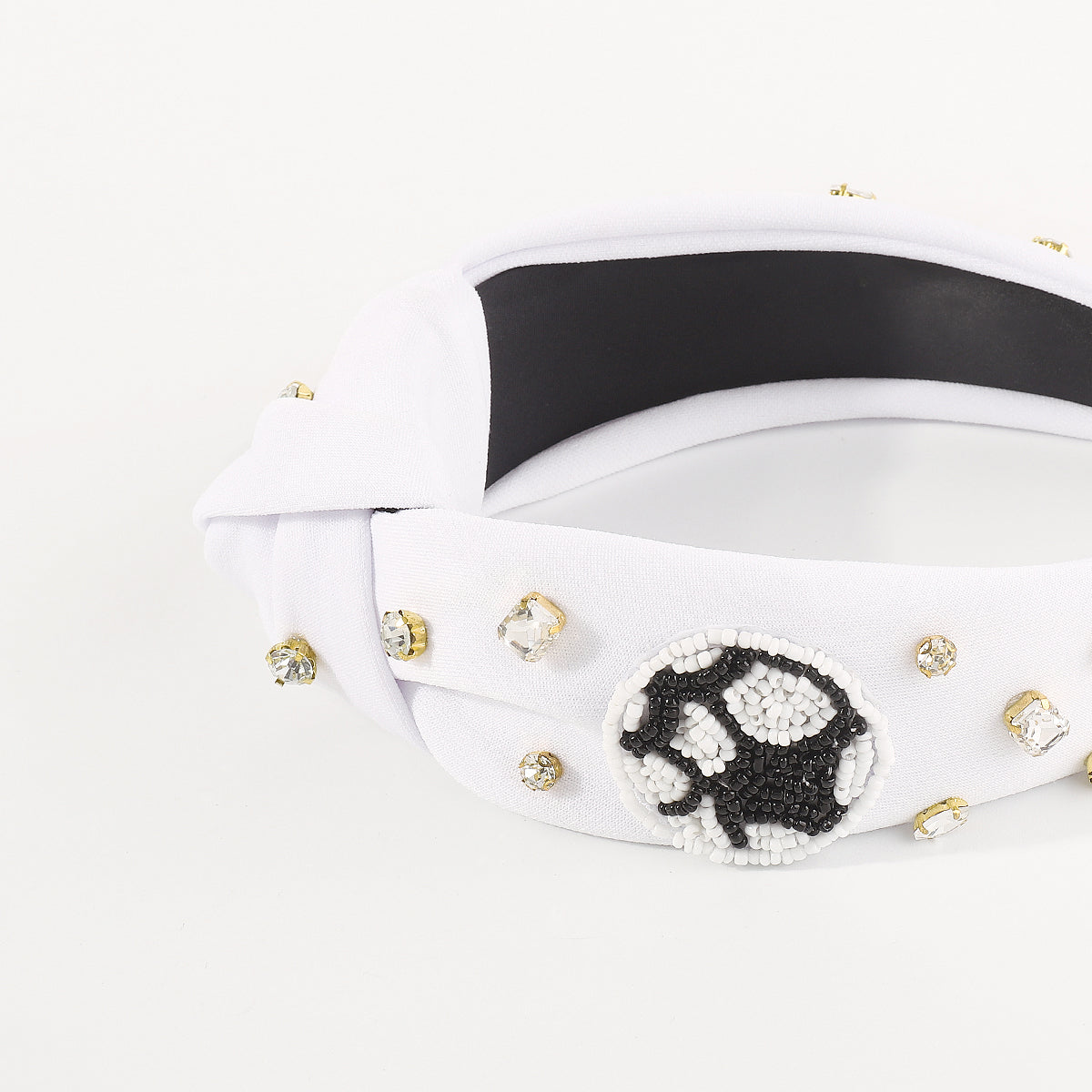 F6343 Beaded Game Day Rhinestone Knot Headband