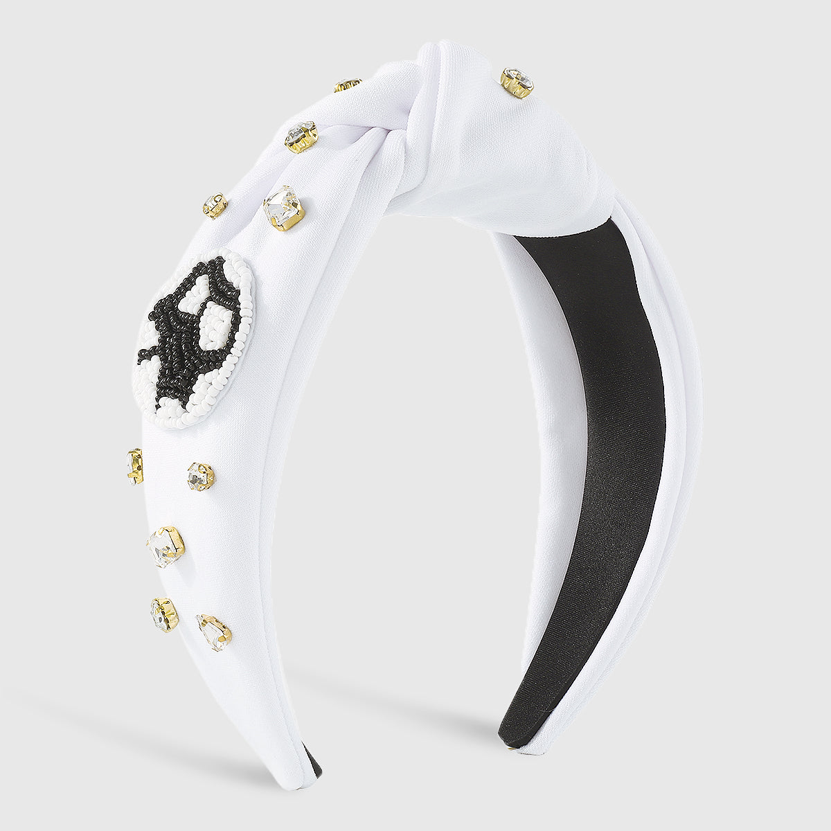 F6343 Beaded Game Day Rhinestone Knot Headband