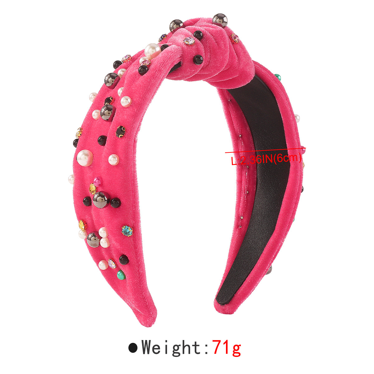 F6354 Velvet Rhinestone Pearl Beads Top Knot Headbands