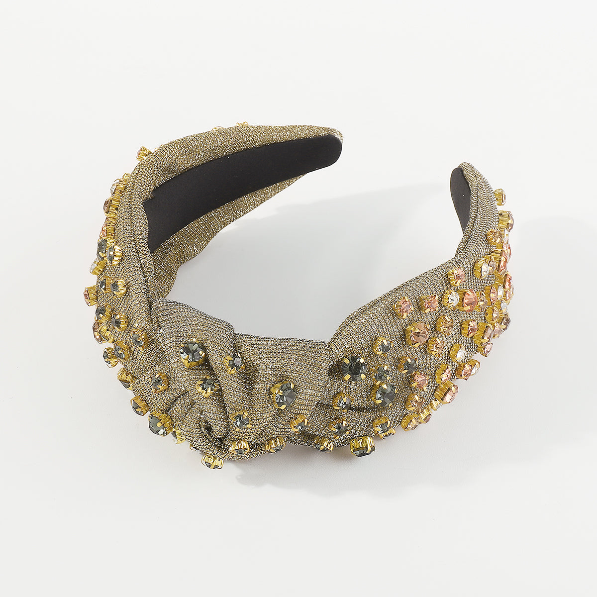 F6366 Metallic Full Rhinestone Top Knot Headband