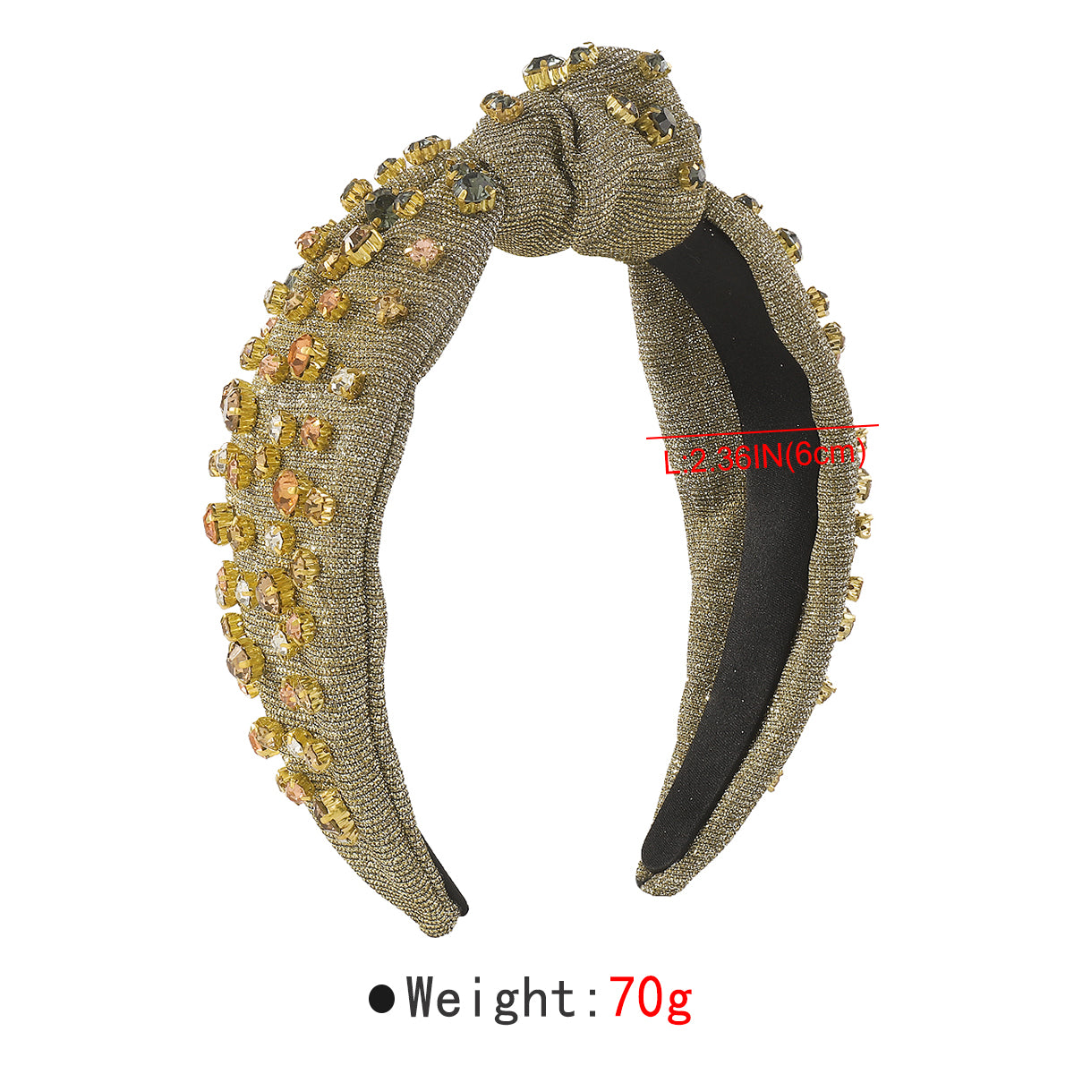F6366 Metallic Full Rhinestone Top Knot Headband