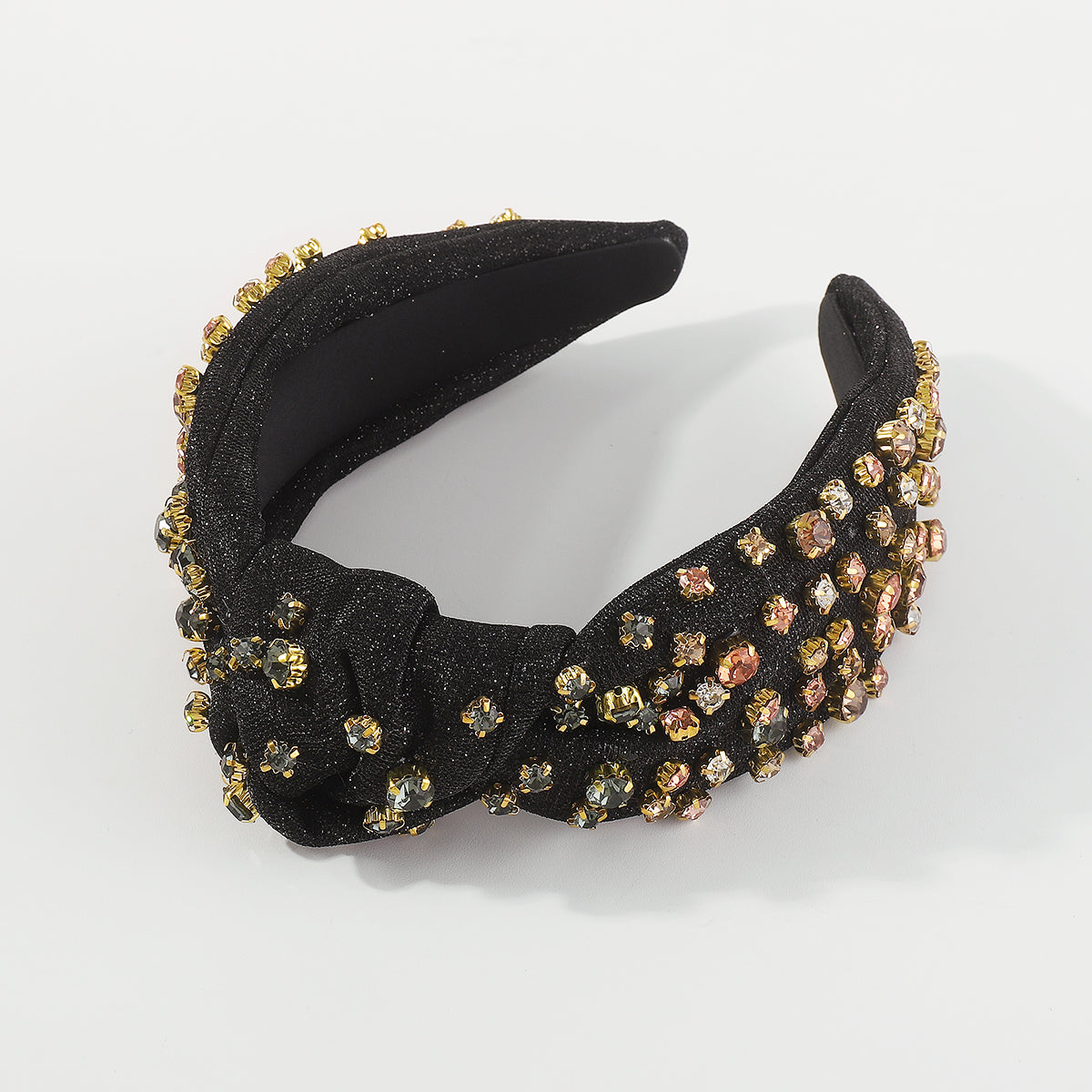 F6366 Metallic Full Rhinestone Top Knot Headband