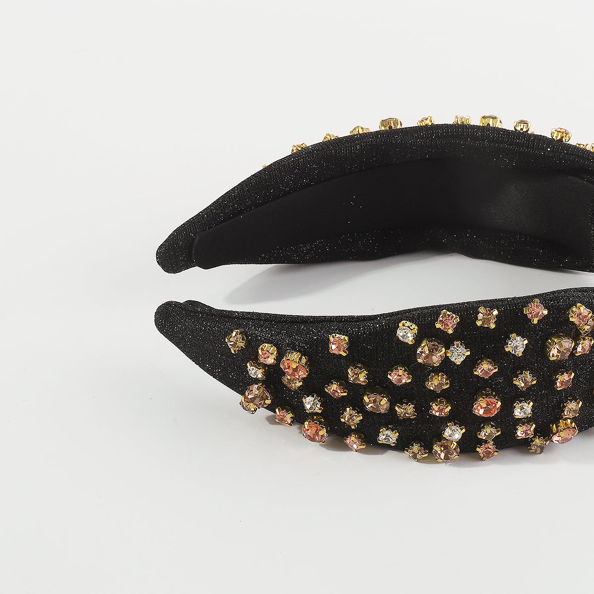 F6366 Metallic Full Rhinestone Top Knot Headband