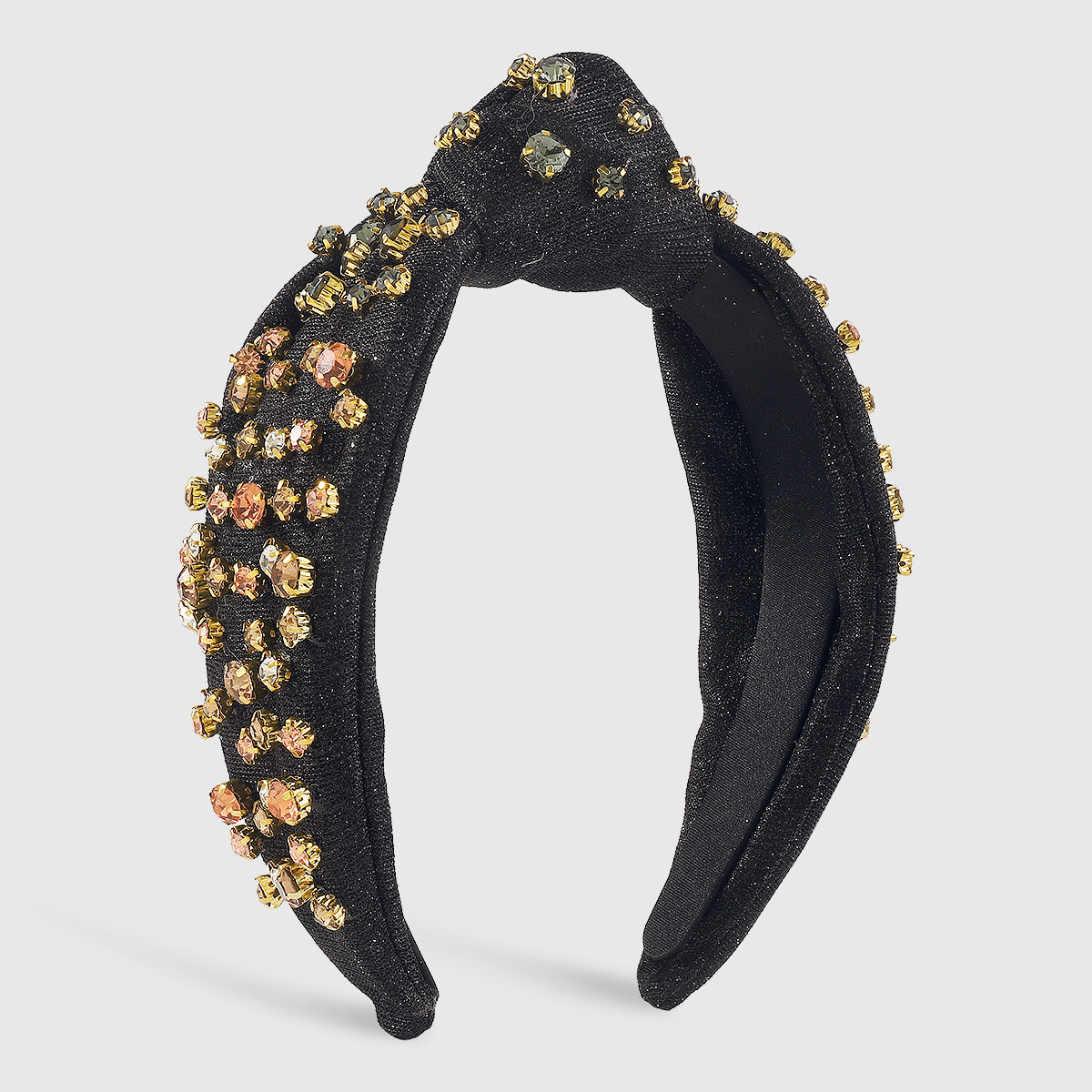 F6366 Metallic Full Rhinestone Top Knot Headband