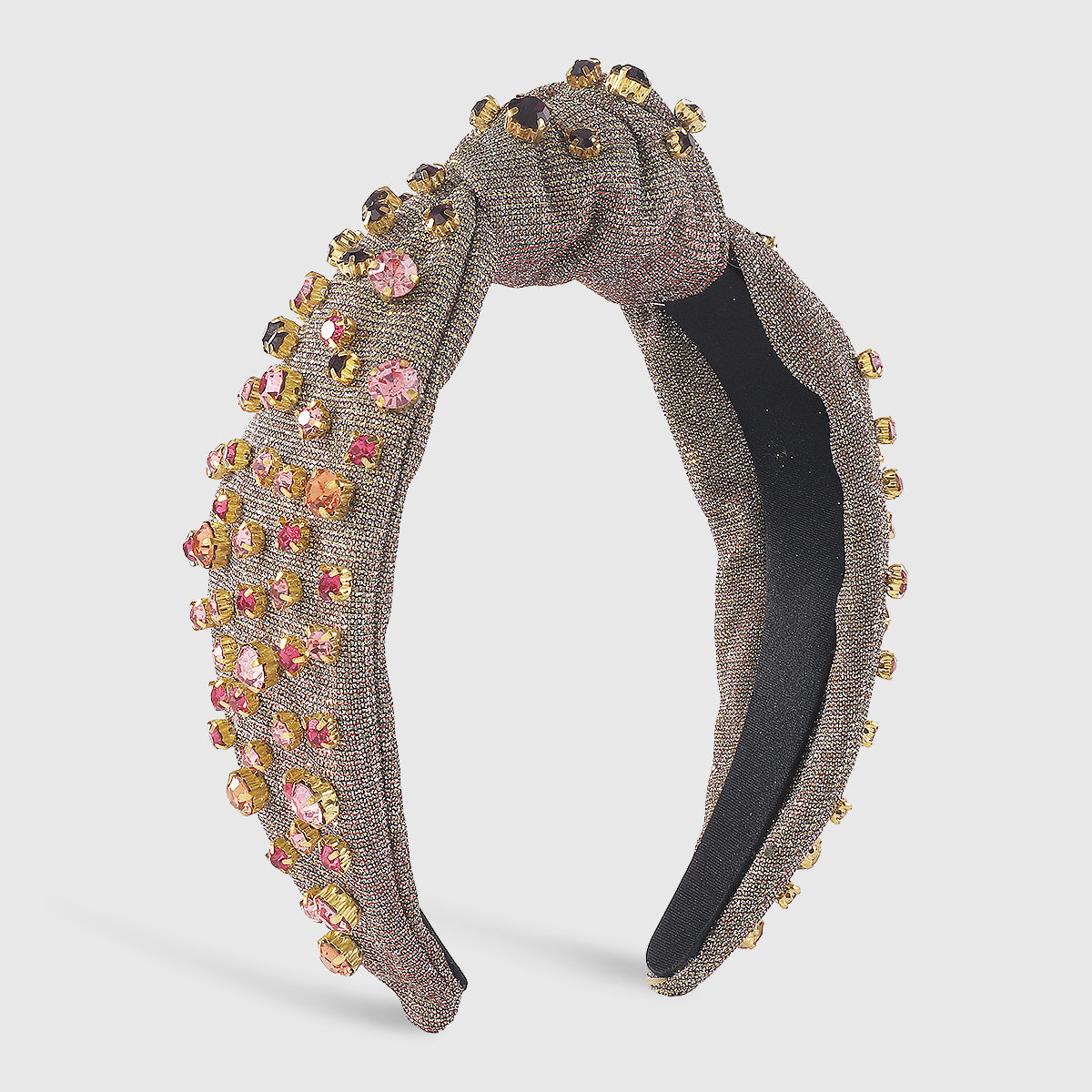 F6366 Metallic Full Rhinestone Top Knot Headband