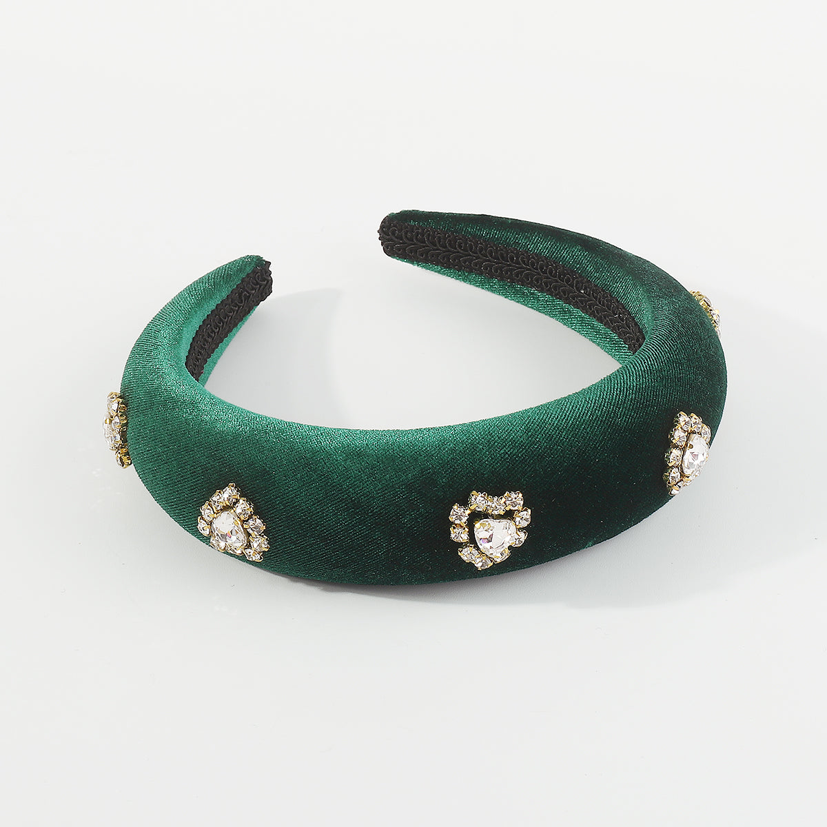F6376 Velvet Halo Crystal Heart Padded Headband