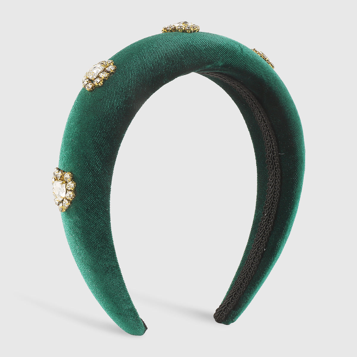 F6376 Velvet Halo Crystal Heart Padded Headband