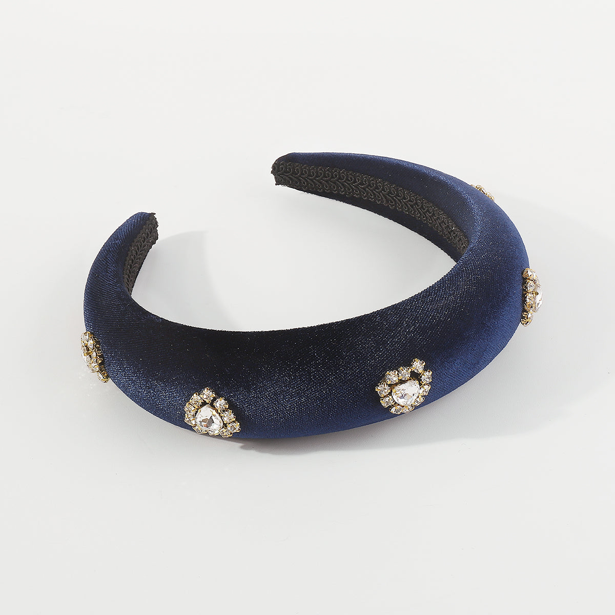 F6376 Velvet Halo Crystal Heart Padded Headband