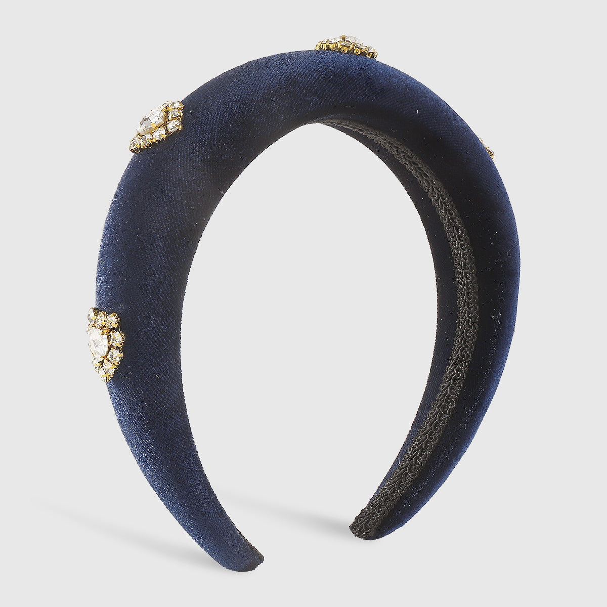 F6376 Velvet Halo Crystal Heart Padded Headband