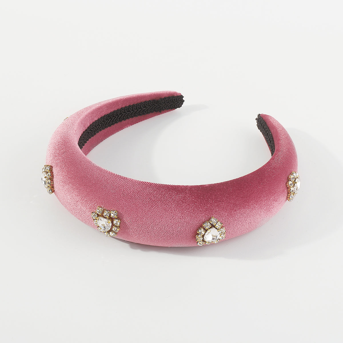 F6376 Velvet Halo Crystal Heart Padded Headband