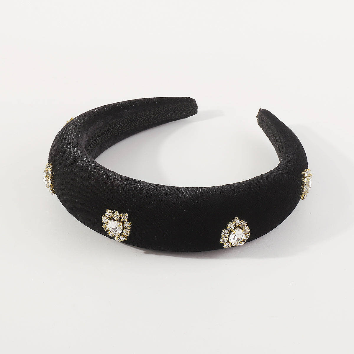 F6376 Velvet Halo Crystal Heart Padded Headband