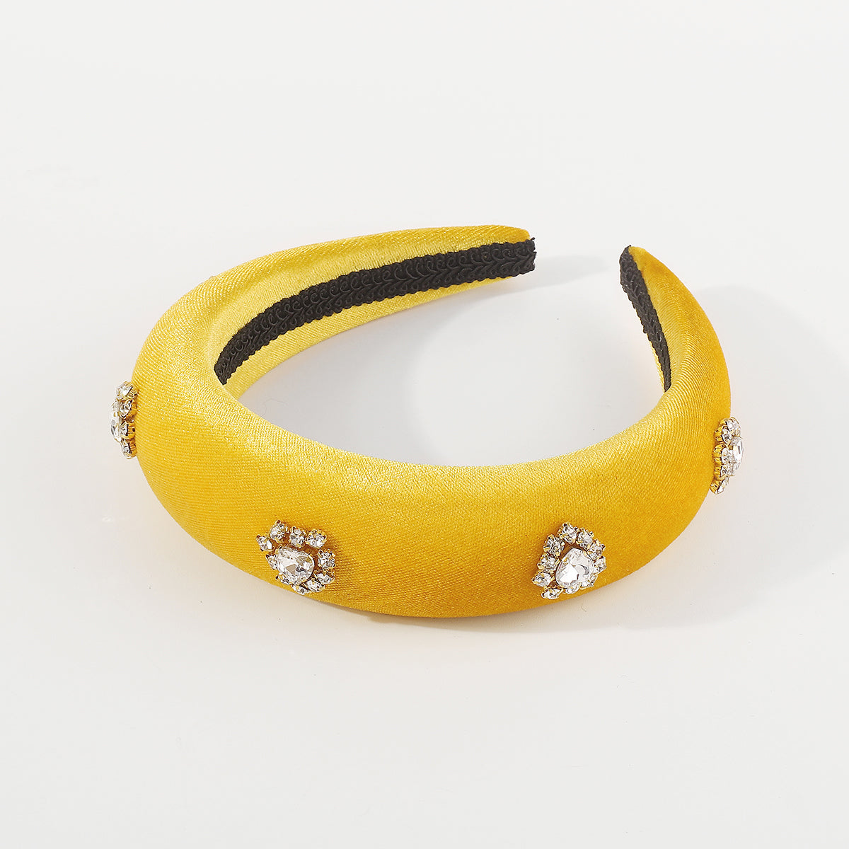 F6376 Velvet Halo Crystal Heart Padded Headband