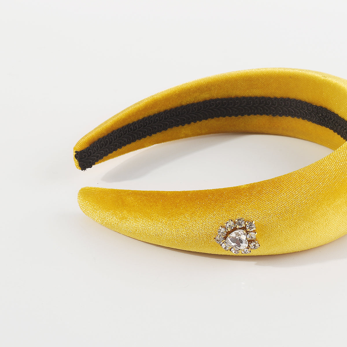 F6376 Velvet Halo Crystal Heart Padded Headband