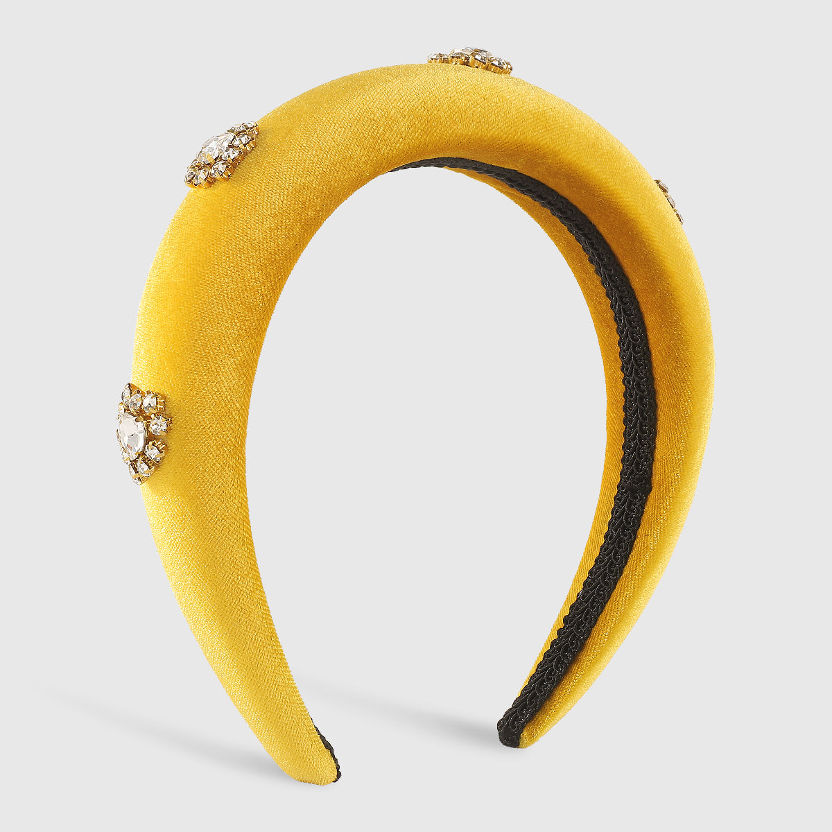 F6376 Velvet Halo Crystal Heart Padded Headband