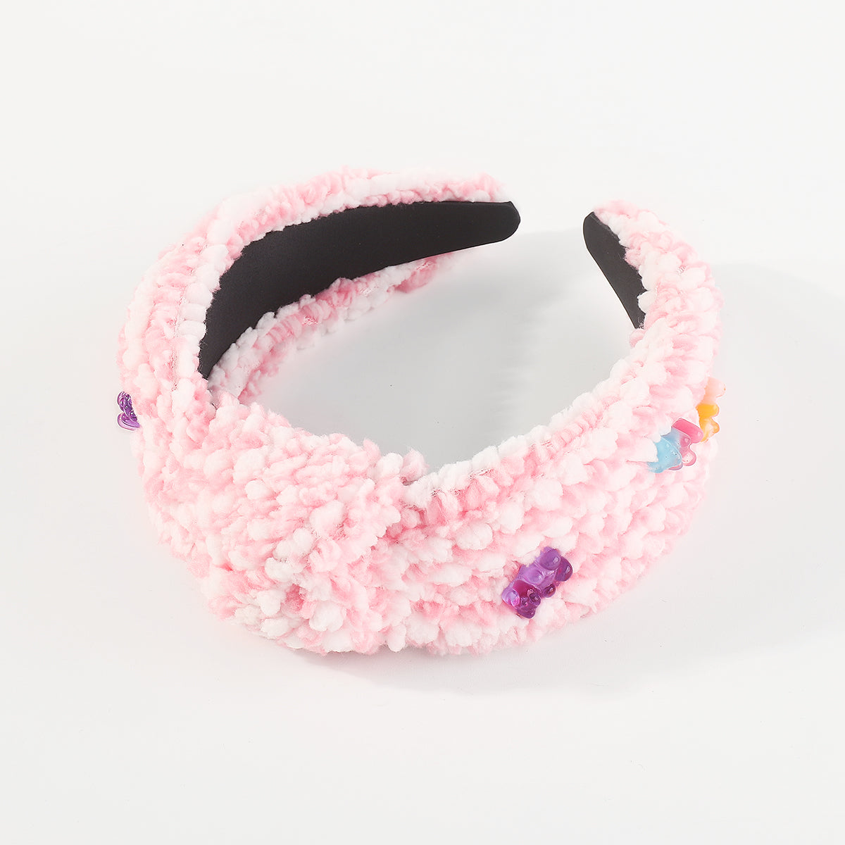 F6412 Fluffy Faux Fur Resin Bear Topknot Headband
