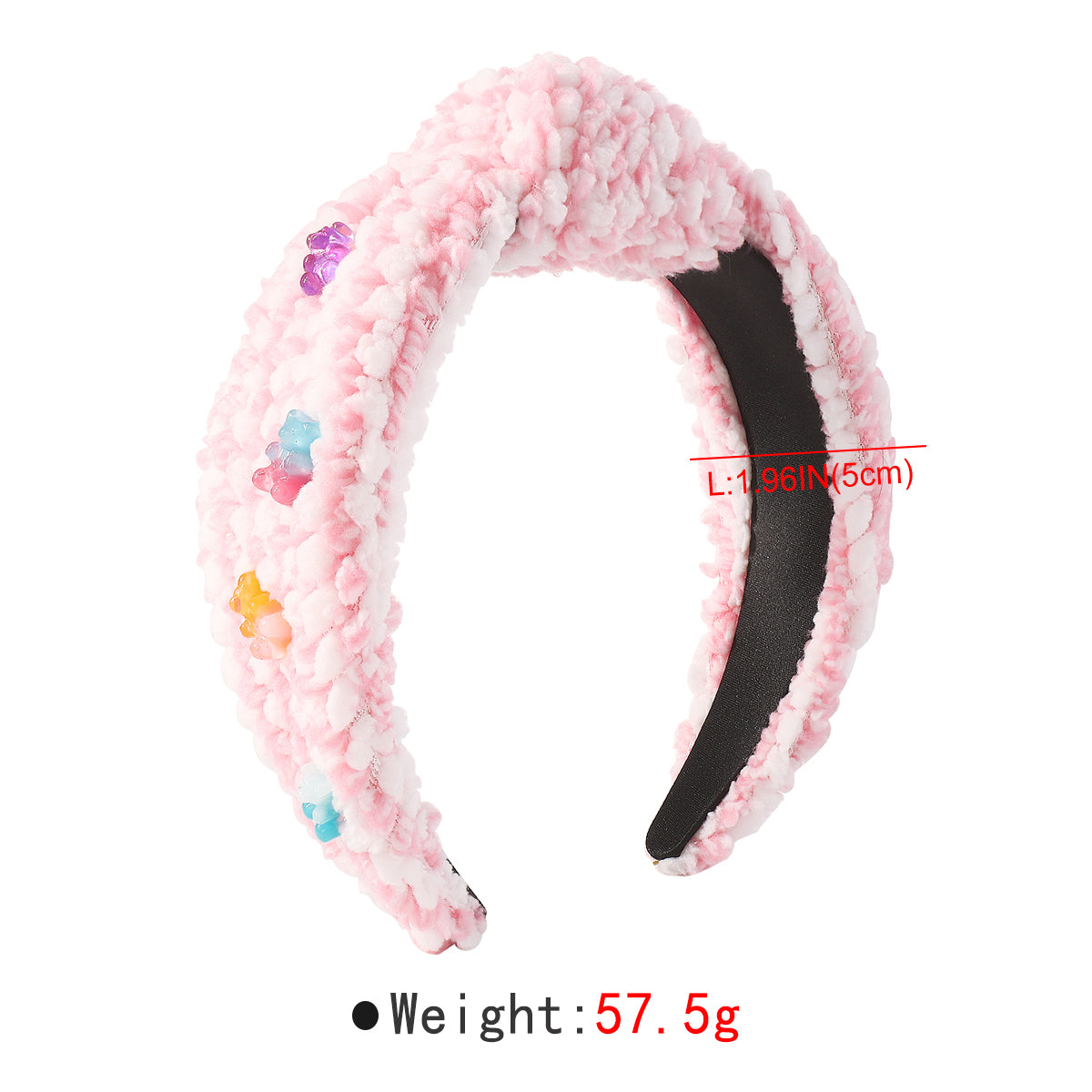 F6412 Fluffy Faux Fur Resin Bear Topknot Headband