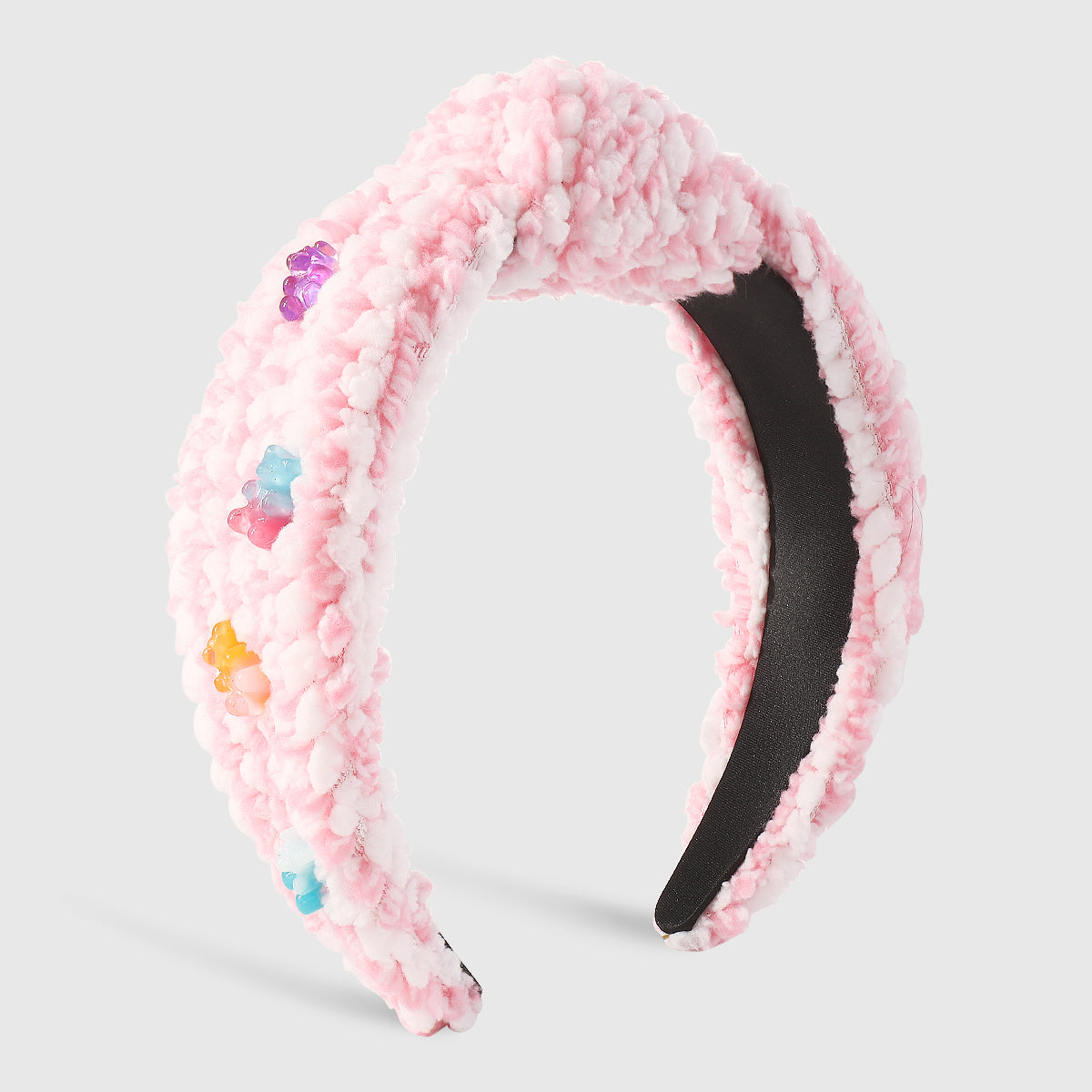 F6412 Fluffy Faux Fur Resin Bear Topknot Headband