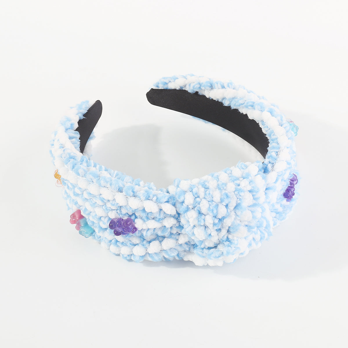 F6412 Fluffy Faux Fur Resin Bear Topknot Headband