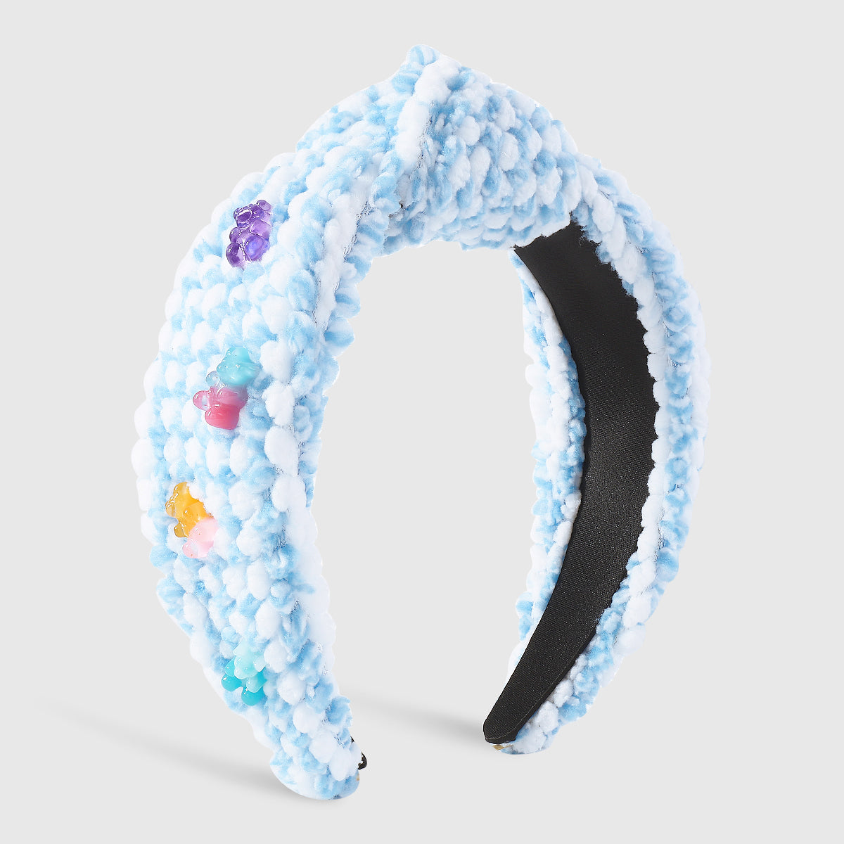 F6412 Fluffy Faux Fur Resin Bear Topknot Headband
