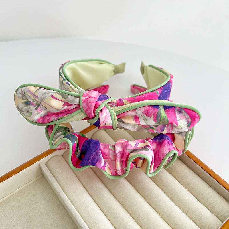 F6437 Bow Knot Print Floral Headbands