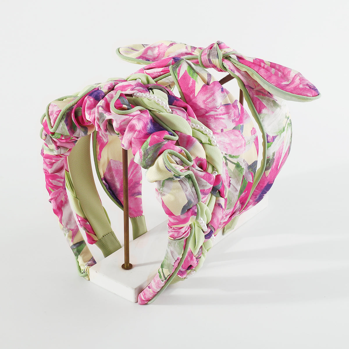 F6437 Bow Knot Print Floral Headbands