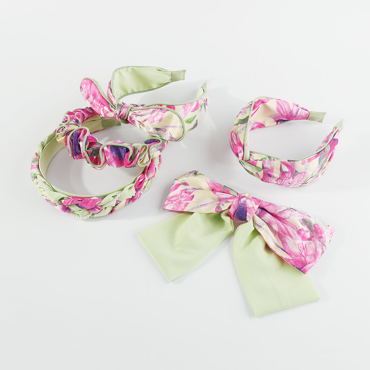 F6437 Bow Knot Print Floral Headbands