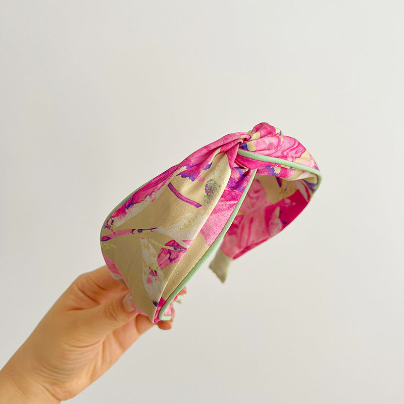 F6437 Bow Knot Print Floral Headbands