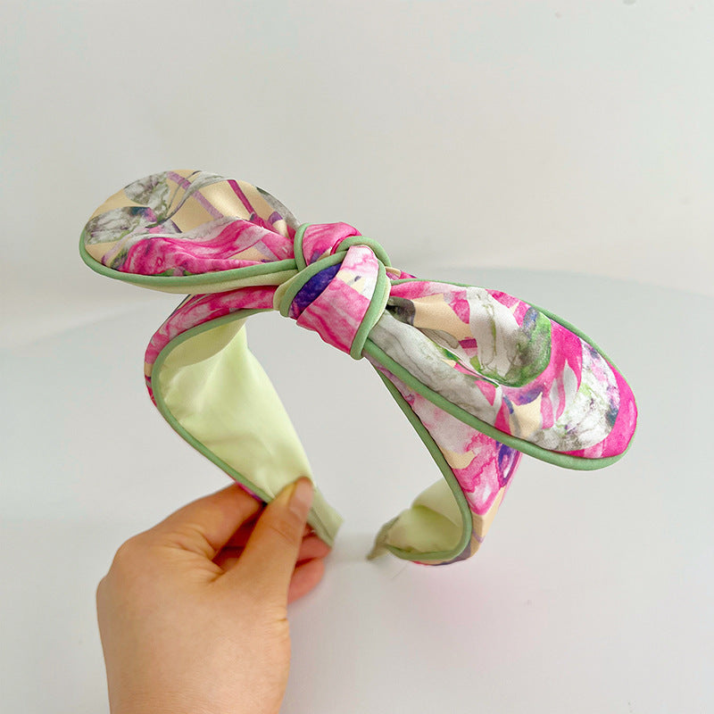 F6437 Bow Knot Print Floral Headbands