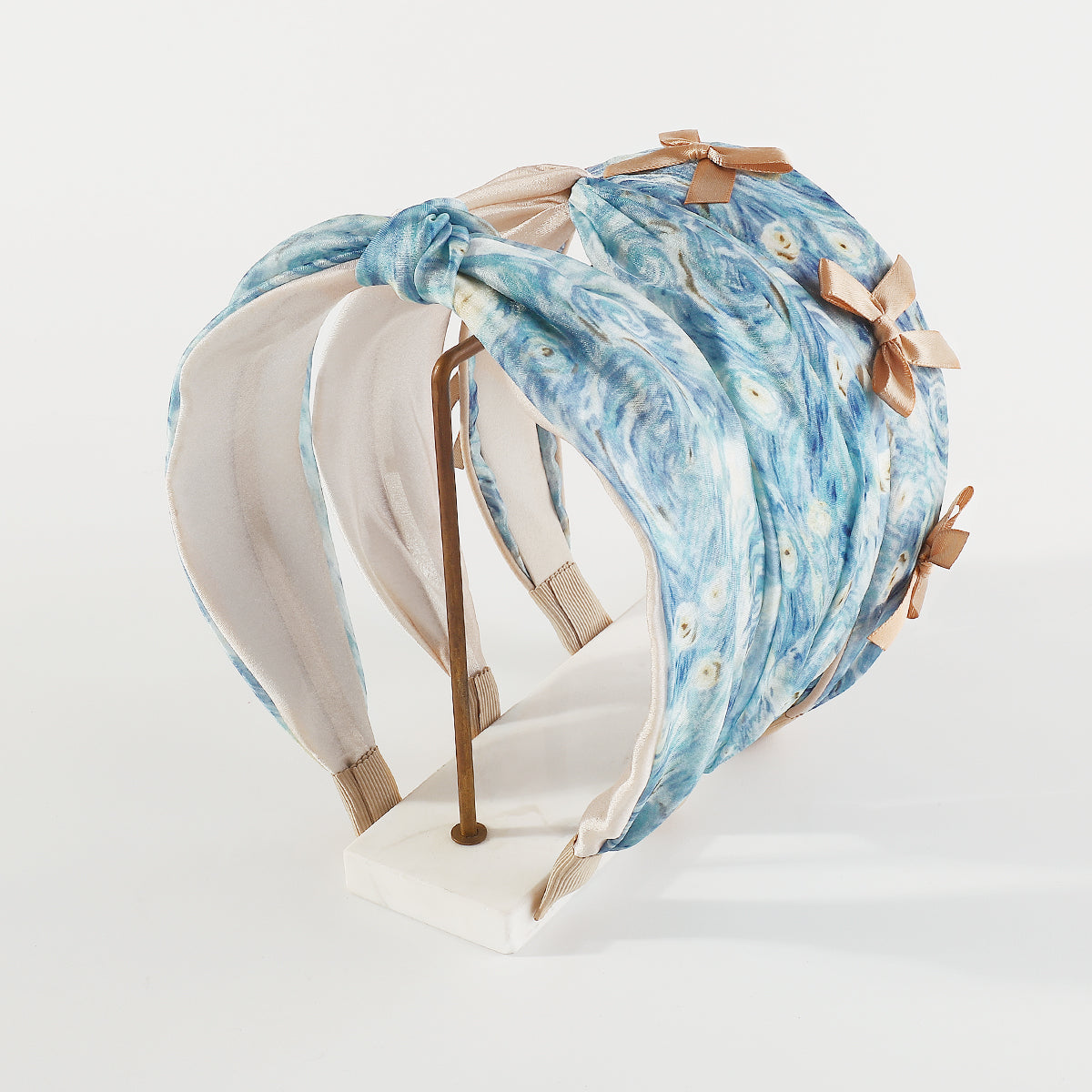 F6448 Blue Starry Sky Cross Knotted Headbands