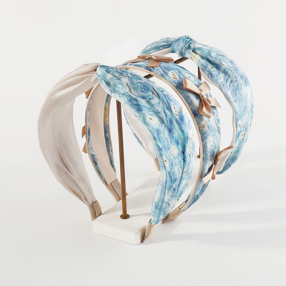 F6448 Blue Starry Sky Cross Knotted Headbands