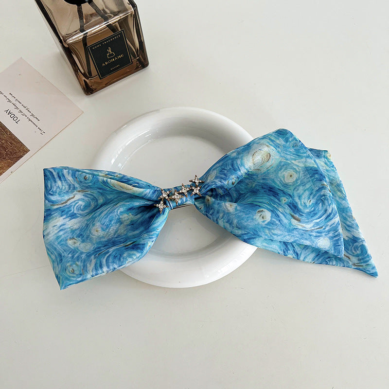 F6448 Blue Starry Sky Cross Knotted Headbands