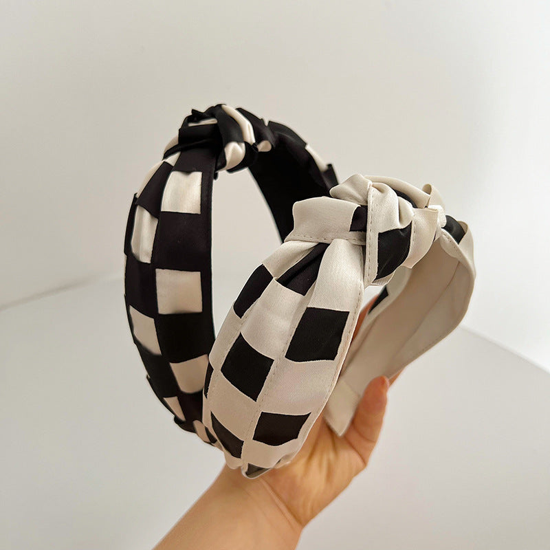 F6453 Elegant Checkerboard Top Knot Headband